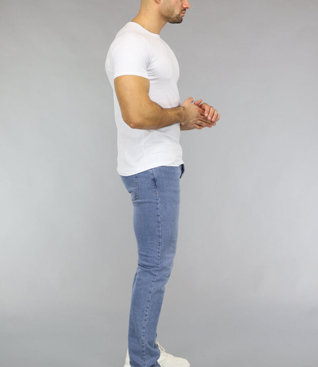 Wit Heren T Shirt met Ronde Hals