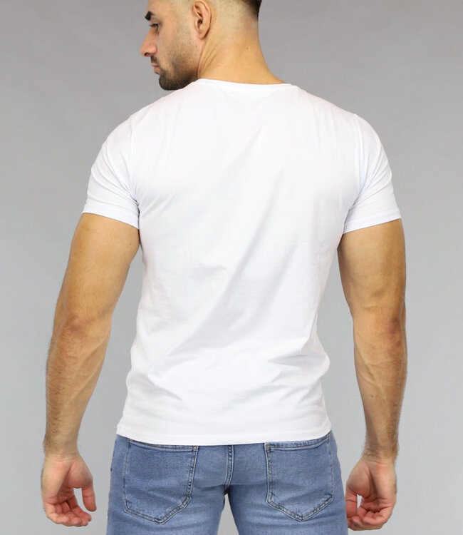 Wit Heren T Shirt met Ronde Hals