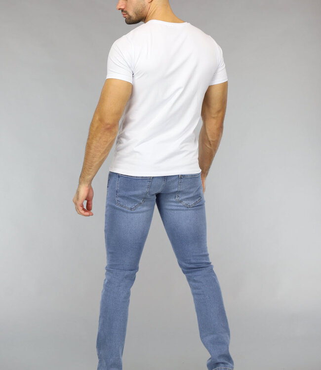 Wit Heren T Shirt met Ronde Hals