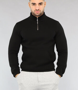 NEW0812 Heren Sweater met Buidelzak in Zwart