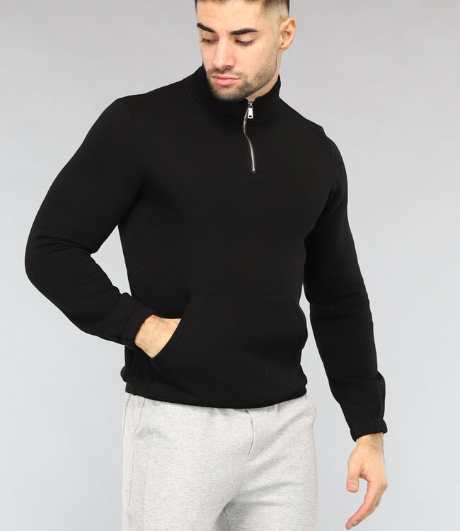 Heren Sweater met Buidelzak in Zwart