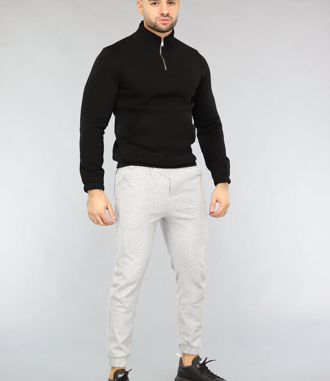 Heren Sweater met Buidelzak in Zwart