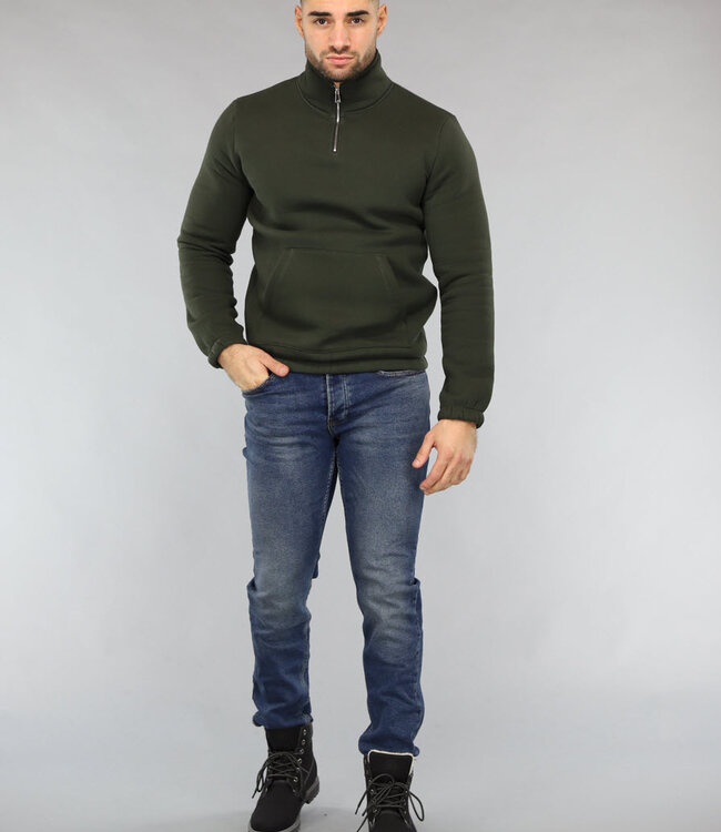 Heren Sweater met Buidelzak in Donkergroen