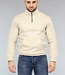 Beige Mannen Sweater met Omslag Kraag en Rits