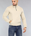 Beige Mannen Sweater met Omslag Kraag en Rits