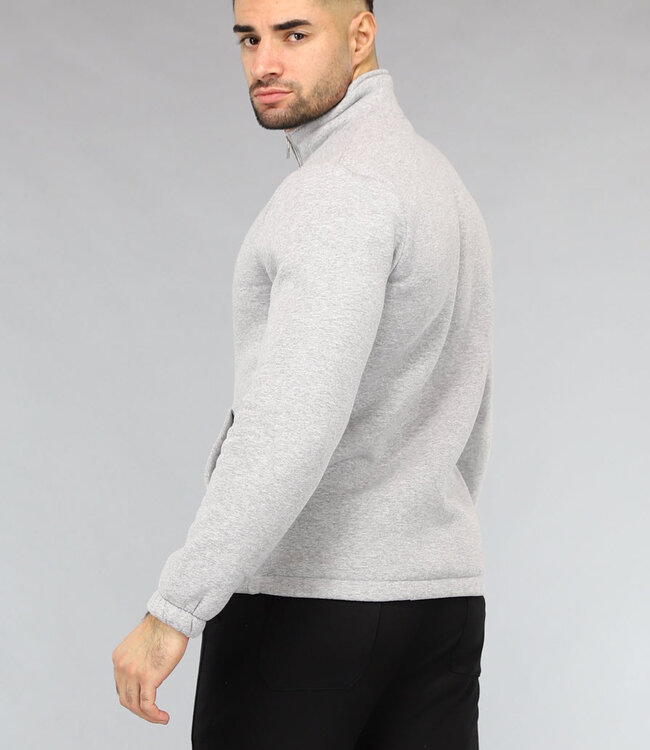 Grijze Mannen Sweater met Omslag Kraag