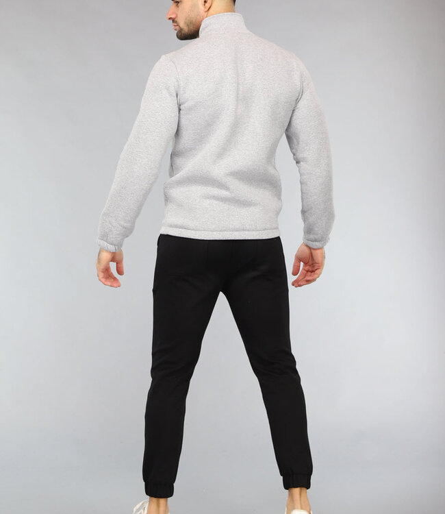 Grijze Mannen Sweater met Omslag Kraag