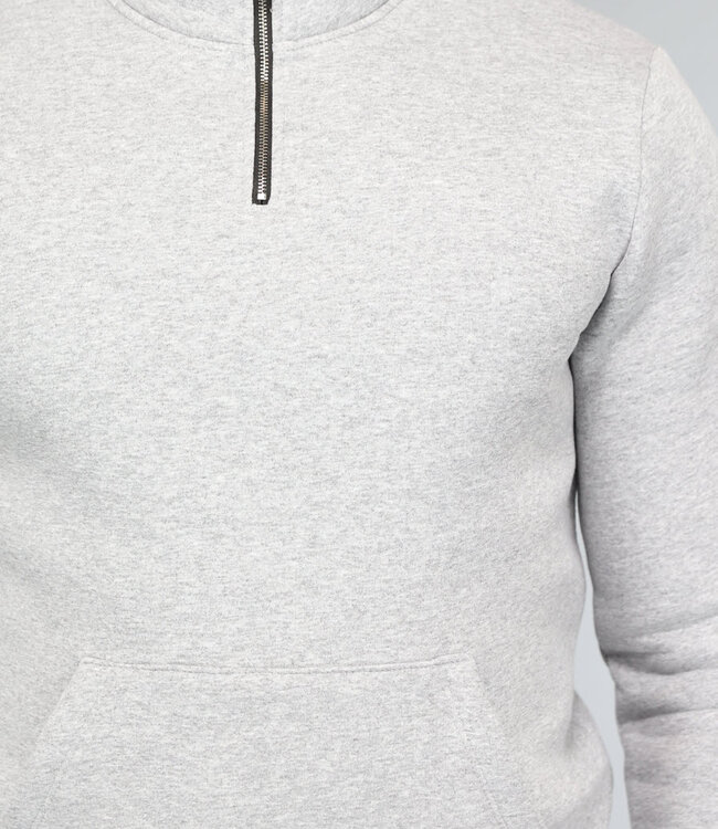 Grijze Mannen Sweater met Omslag Kraag