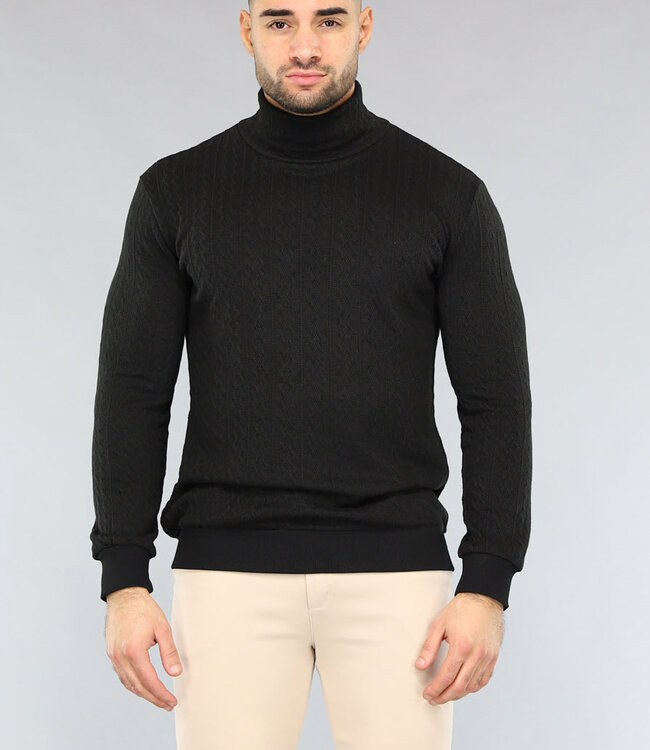 Zwarte Heren Coltrui met Kabelpatroon