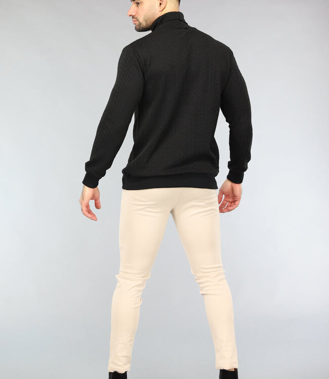 Zwarte Heren Coltrui met Kabelpatroon