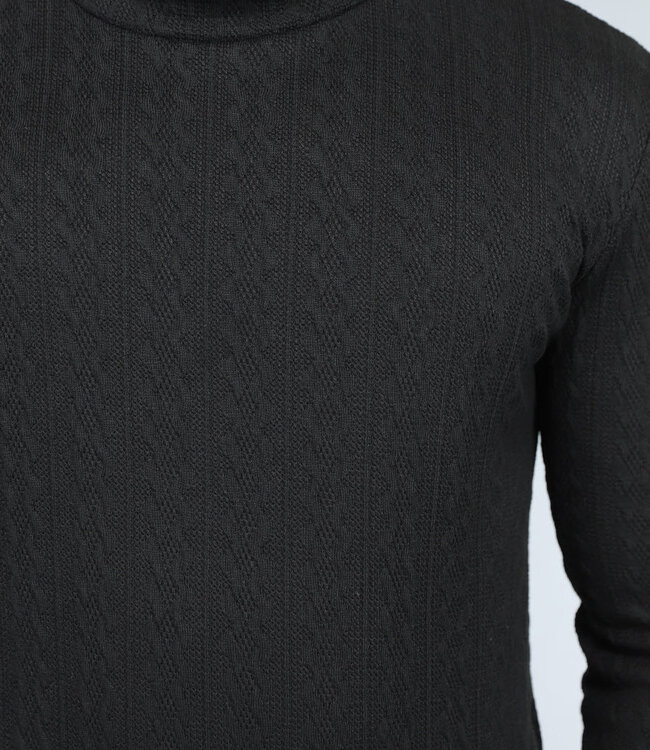 Zwarte Heren Coltrui met Kabelpatroon