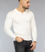 Witte Stretch Trui voor Mannen met Omgeslagen Kraag