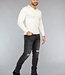 Witte Stretch Trui voor Mannen met Omgeslagen Kraag