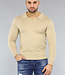 Beige Heren Stretch Trui met Kraagje