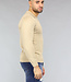 Beige Heren Stretch Trui met Kraagje