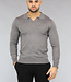 Grijze Heren Stretch Trui met Omgeslagen Kraag