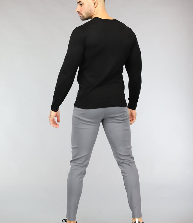 Grijze Heren Pantalon met Sierzakken