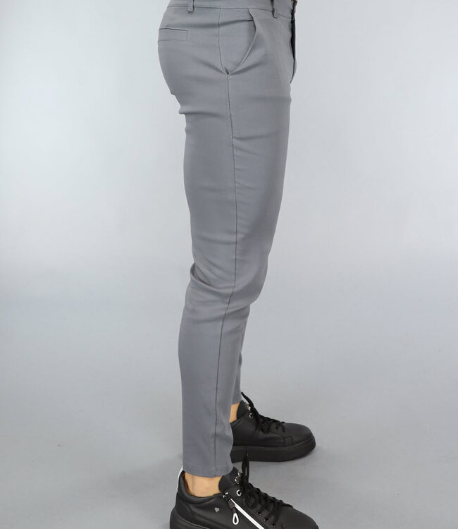 Grijze Heren Pantalon met Sierzakken