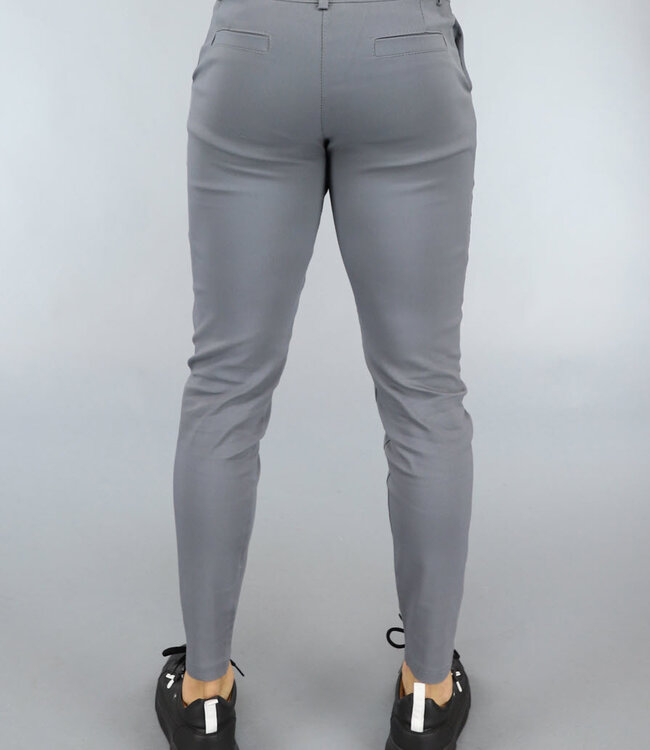 Grijze Heren Pantalon met Sierzakken