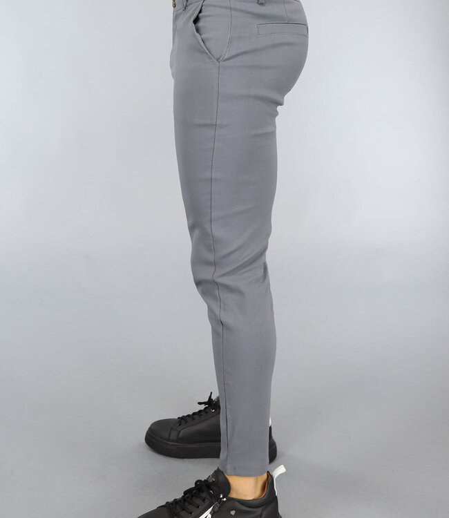 Grijze Heren Pantalon met Sierzakken