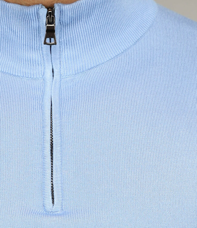 Lichtblauwe Heren Trui met Halflange Rits