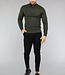 Groene Heren Trui met Halflange Rits