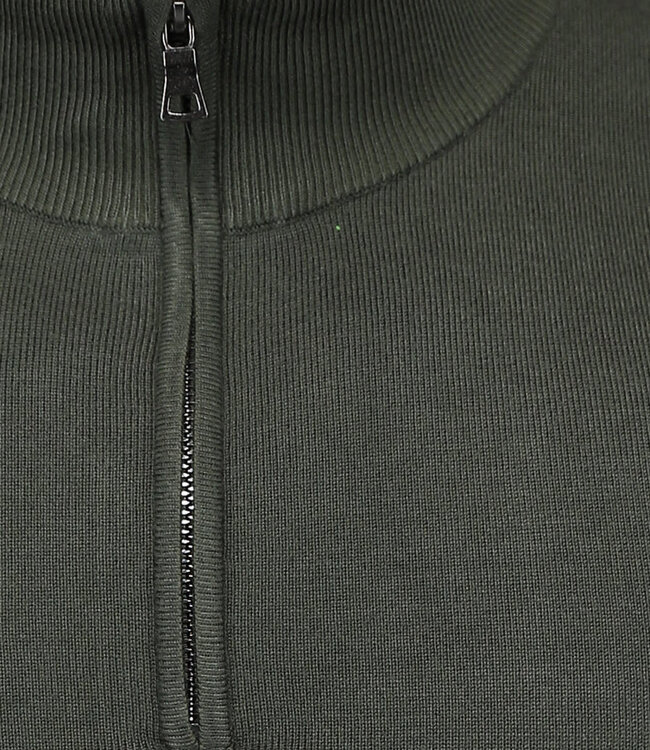 Groene Heren Trui met Halflange Rits