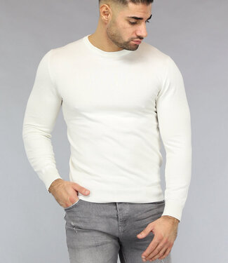 NEW2411 Crème Heren Pullover Trui met Ronde Hals