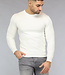 Crème Heren Pullover Trui met Ronde Hals
