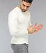 Crème Heren Pullover Trui met Ronde Hals