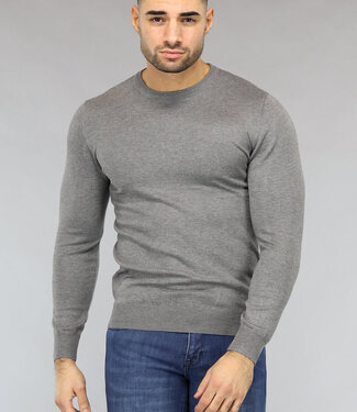 NEW2411 Grijze Heren Pullover Trui met Ronde Hals