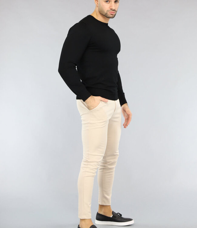Zwarte Heren Pullover Trui met Ronde Hals