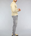 Gebreide Heren Pullover met V Hals in Beige