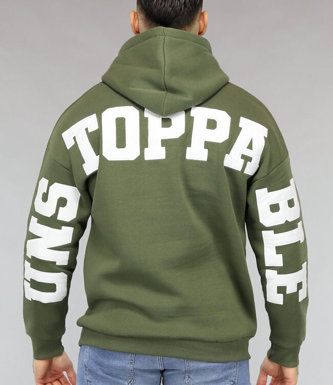 Khaki Heren Hoodie met Unstoppable Tekst