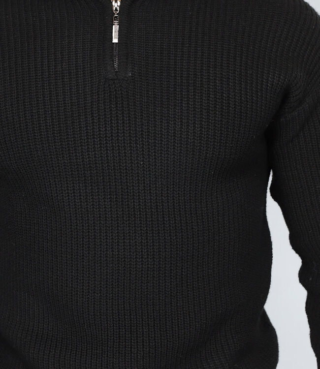 Gebreide Heren Schipperstrui in Zwart