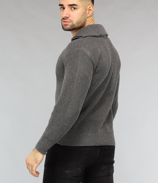Antraciet Heren Jumper met Rits
