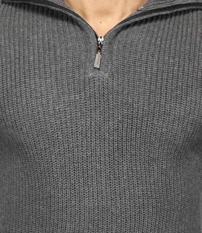 Antraciet Heren Jumper met Rits
