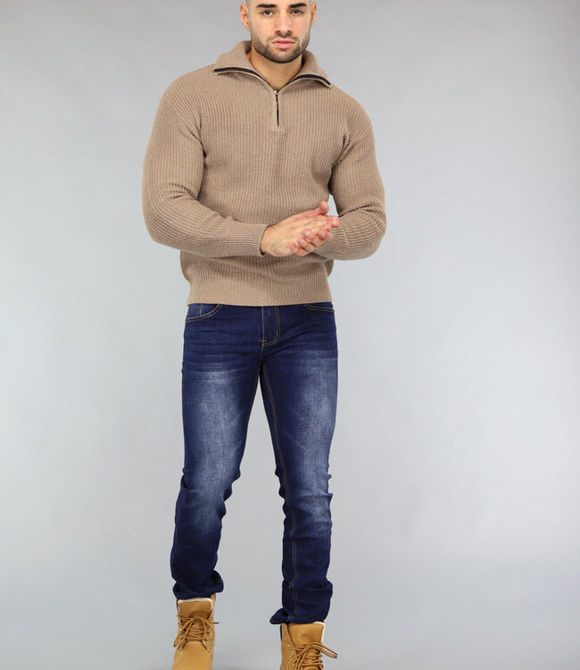 Gebreide Schipperstrui voor Heren in Camel