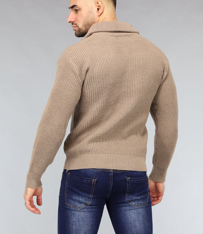 Gebreide Schipperstrui voor Heren in Camel