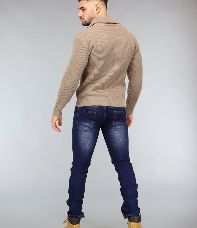 Gebreide Schipperstrui voor Heren in Camel