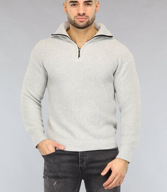 NEW0812 Gebreide Heren Jumper in Lichtgrijs