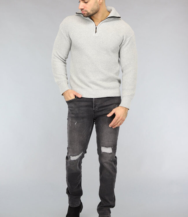 Gebreide Heren Jumper in Lichtgrijs