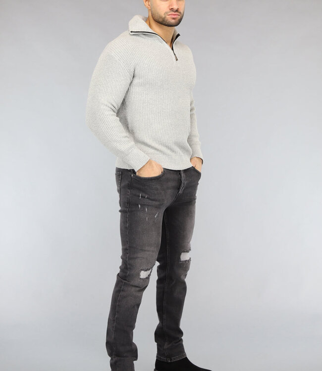 Gebreide Heren Jumper in Lichtgrijs