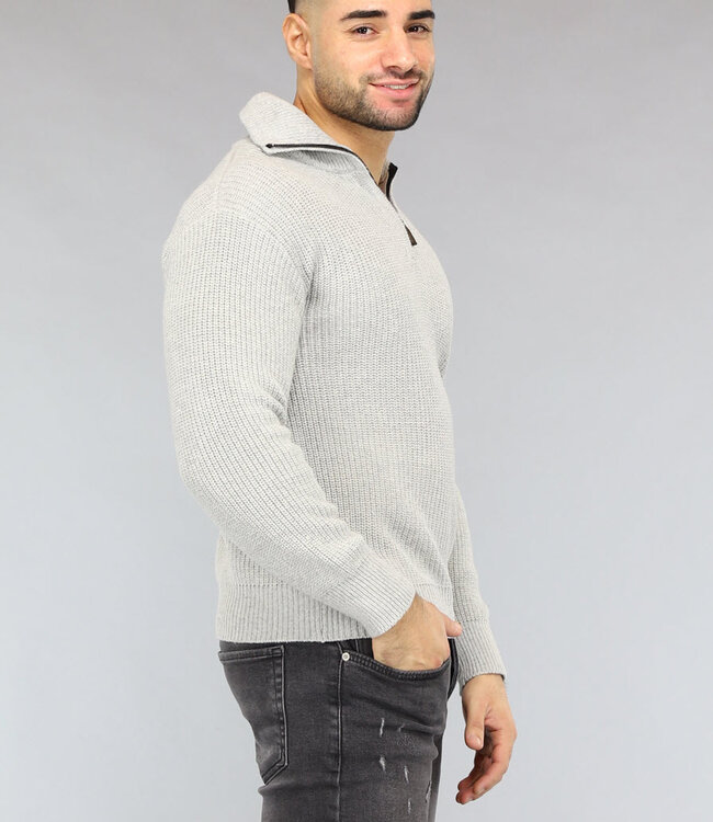 Gebreide Heren Jumper in Lichtgrijs