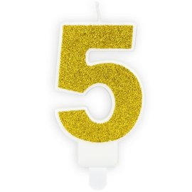 PartyDeco Verjaardag Kaars Nummer 5 - Goud