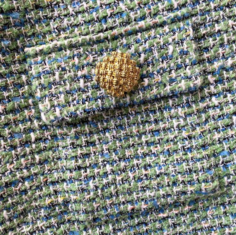 Self Portrait Green Boucle Cropped Jacket