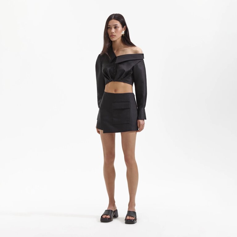 SELFPORTRAIT black taffeta short