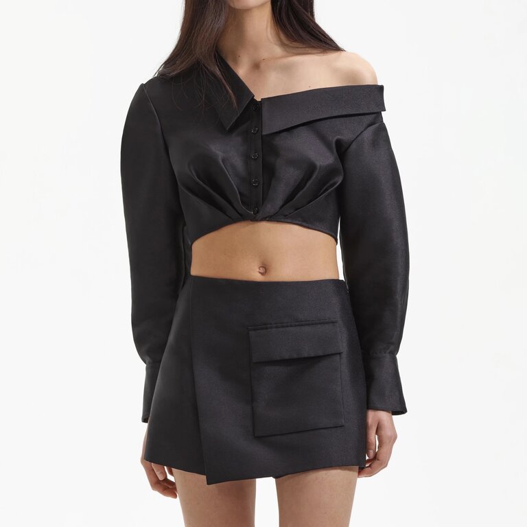 SELFPORTRAIT black taffeta short