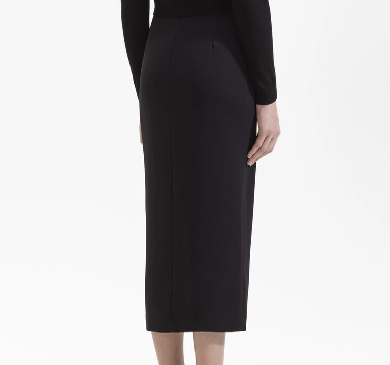 Self Portrait BLACK CREPE MIDI SKIRT