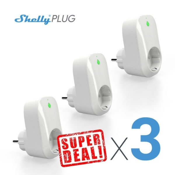 Shelly Plug S slimme wifi stekker Wit, 4 stuks